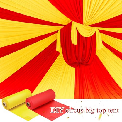 Moukeren Circus Carnival Table Cover Backdrop, Yellow, Red, 2 Roll - color: Yellow, Red