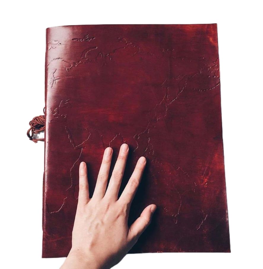 Soothi World Map Leather Handmade Antique Large Journal for Sketchbook for Travel 14''x11''