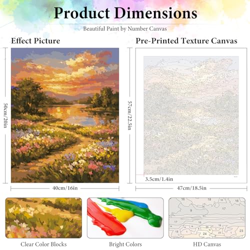 Dawnsphere Sunset Paint by Numbers Kit for Adults Without Frame 16x20 in - color: OP-US11