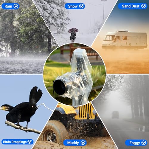 2PCS Clear Camera Rain Cover Sleeve with Flash for Camera + Lens up to 18" - color: (2Pack)for Long Lens w Flash