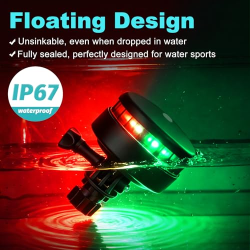 Kayak Navigation Lights,Battery Operated Boat Lights,Waterproof Portable Red and Green Dinghy Navigation Lights for Paddle Board,Sikff - color: Red&Green (Screw & Track & Adhesive Mount)