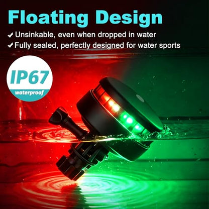 Kayak Navigation Lights,Battery Operated Boat Lights,Waterproof Portable Red and Green Dinghy Navigation Lights for Paddle Board,Sikff - color: Red&Green (Screw & Track & Adhesive Mount)