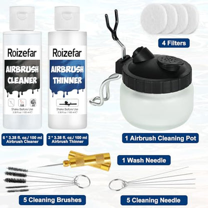 Roizefar Airbrush Cleaning Kit with Pot, 6 Cleaner & 2 Thinner