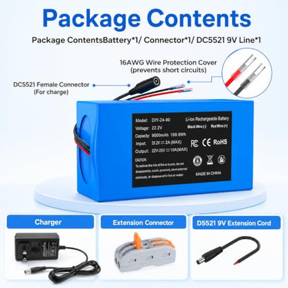 24V 9000mAh Rechargeable Lithium Battery Pack