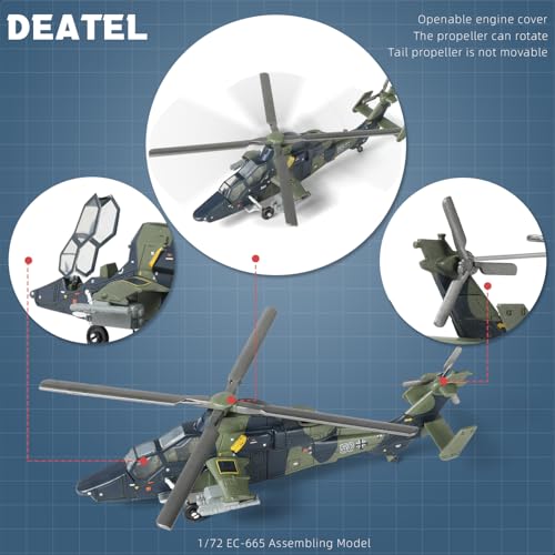 SEBUNAS 1:72 Scale EC-665 Army Helicopter Quick Build Model Kit - color: 12.EC665
