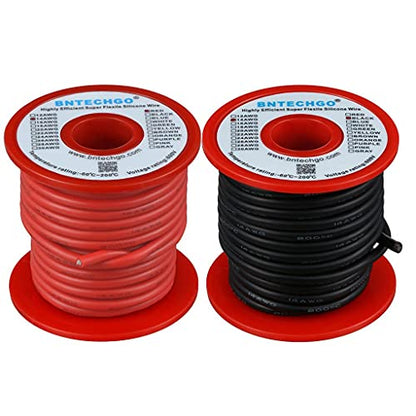 BNTECHGO 14 AWG Silicone Wire Red Black 40ft Stranded Tinned Copper Wire - color: Red and Black, size: silicone wire red 40ft and black 40ft