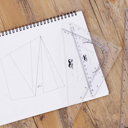 Mr. Pen Triangle Ruler, Protractor, Math Set - 3 Pack, Square Ruler - size: 12" Ruler, Triangle Ruler 7"&5"