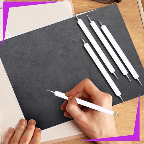 Ashmacdo 20 Pcs Dotting Tools for Painting,Ball Embossing Tool Tracing Stylus for Transfer Paper Drawing Nail Art - color: White