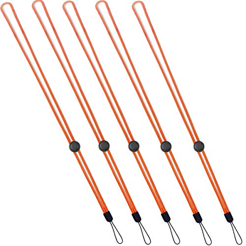 YOUOWO 5Pack Orange Lanyards Lightweight Circular Adjustable with Button - color: Orange