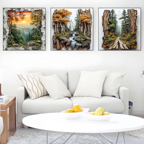 Ekuxom 3 Pack Diamond Art Kits for Adults-Forest Landscape Diamond Painting - color: Forest Landscape