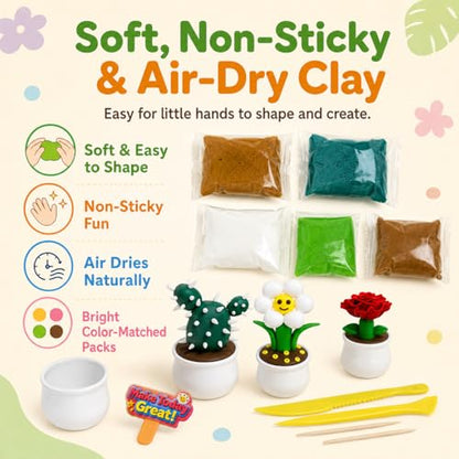 Air Dry Clay Kit for Kids, 12 Plants Modeling Magic Clay Sculpting Tools - color: Colorful Plant Kit