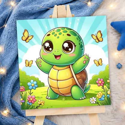 AUKELHJ Paint by Numbers Kit for Kids with Frame, Turtle, 8X8 inch - color: 11-Turtle
