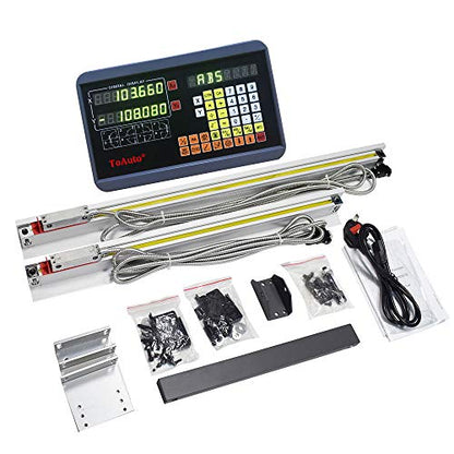 FASTTOBUY 2 Axis DRO Digital Readout 0-1000mm Travel Length 5um Precision Linear Glass Scale for CNC Milling Lathe EMD Machine (Customized Size) - size: Customized Size