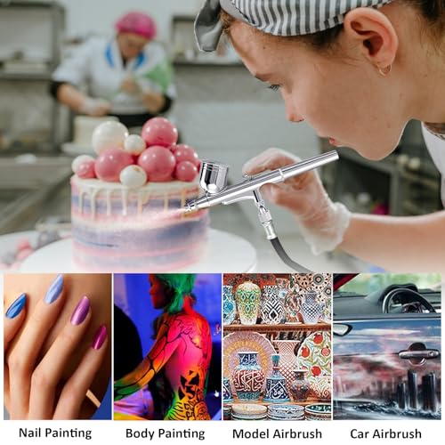 Dual-Action Airbrush Kit,Airbrush Gun with 0.2/0.3/0.5mm Nozzles