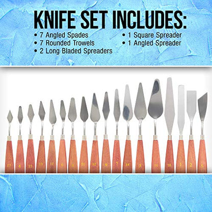 U.S. Art Supply 18-Piece Stainless Steel Palette Knife Set