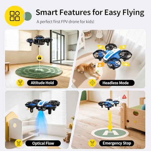Holy Stone Mini FPV Drone with 1080P HD Camera for Kids & Beginners, RC Nano Quadcopter with Optical Flow Hover, Gesture Control, 3D Flips, 3 Batteries, Great Gift Toy for Boys and Girls, HS210P Blue - color: Blue