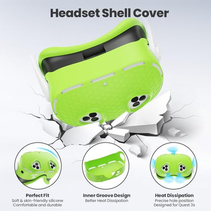 Silicone Cover Set Compatible with Meta/Oculus Quest 3s Accessories, VR Silicone Face Cover, VR Shell Cover,Touch Controller Grip Case,Camera Lens Protector Set (Colorful B)