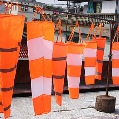 Airport Fluorescent Windsock, Nylon Airport Windsock Outdoor Wind Measurement Sock Bag with Reflective Belt Wind Vane Weather Bag (1 Meter red and White Fluorescent