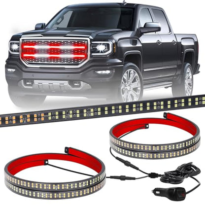 XRIDONSEN 2 Pack 30 inch Grill Emergency Lights Red White Strobe Lights - color: Red/White