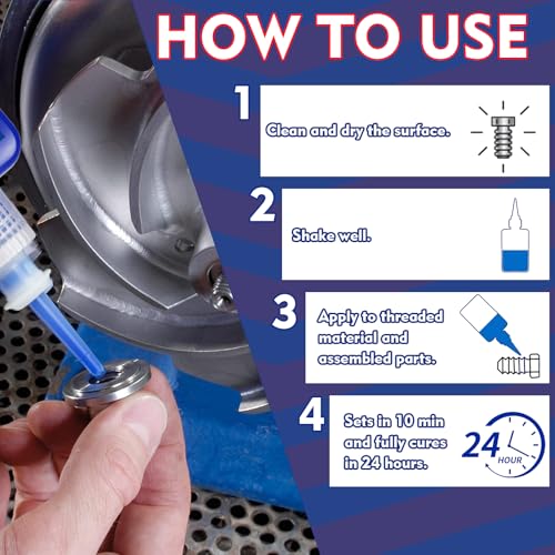 Thread Lock Blue and Red, Threadlocker Medium and High Strength, Thread Locker for Nuts, Bolts, Fasteners and Metals, Against Losening and Leakage (50 mlx2) - size: 50ml2pack