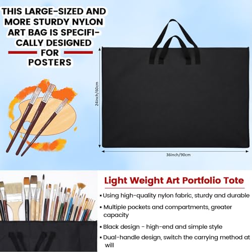 Abbylike 1 Pcs 24 x 36 Inch Art Portfolio Bag Black Large Waterproof Nylon - color: Black, size: 24 x 36 Inch