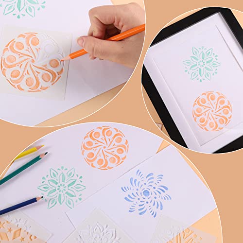 56 Pcs Mandala Stencils, 3.6 x 3.6 Inch Reusable Painting Templates - style: Small Mandala Stencils
