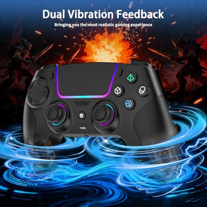 VidPPluing Wireless Controller Compatible with PS5/Android/IOS/MAC/Steam Deck, Gamepad with LED Lighting/Hall Effect Trigger/Turbo/Macro/Dual Vibration/3.5mm Headset Jack/1500 mAh Battery - color: black