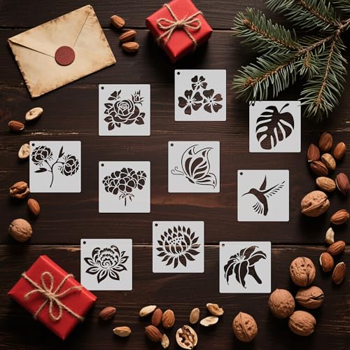 60Pcs Flower Stencils for Painting, Reusable Floral Template - style: Flower B