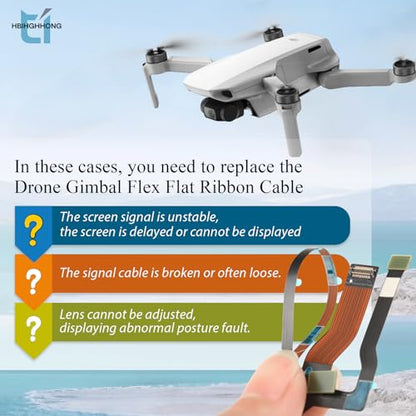 for DJI Mini 2 Ribbon Cable Replacement for DJI Mavic Mini/Mini SE/Mini 2 SE 4K Gimbal Flex Flat Ribbon Cable Drone Accessories Part with Repair Tools(3 in 1 Cable