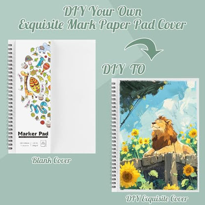 2 Pack Marker Paper Pad 7.6 × 10 in, Double-Sided, 200gsm Spiral - size: 7.6×10 Inch (2 pack)