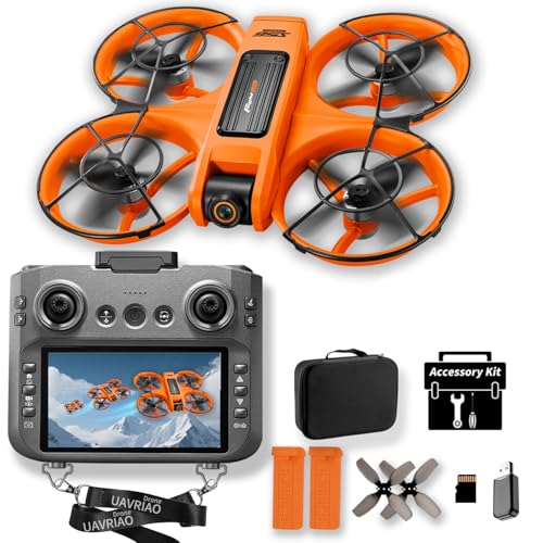 Upgraded Drones with Camera 2K for Adults & Beginners, 4.5inch LCD Screen Remote Control with Gesture Control, Brushless Motor FPV Drone, Follow Me, Auto Hover, 2 Batteries 30 Mins Flight, Includes Carry Case