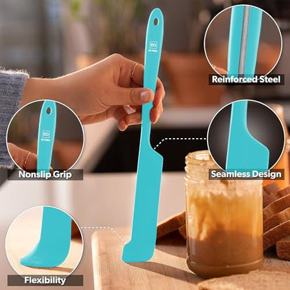DI ORO Silicone Jar Spatula Set - 600F Heat Resistant, 5-Pc Teal - color: Teal