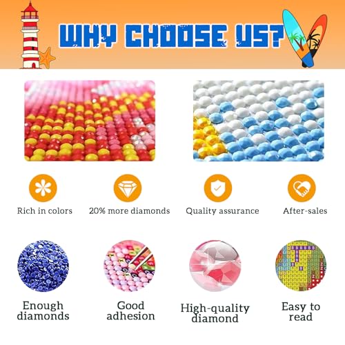 DOTSOPS 6 Pack Coastline Diamond Painting Kits for Adults Round Full Drill - color: Beach A