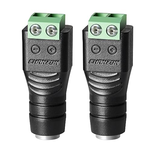 CHANZON (10 x Female DC Power Connector 5.5mm x 2.1mm 12V 24V Power Jack Socket for Led Strip CCTV Security Camera Cable Wire Ends 10Pcs Plug Adapter
