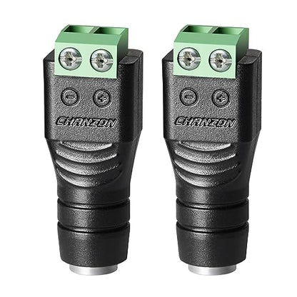 CHANZON (10 x Female DC Power Connector 5.5mm x 2.1mm 12V 24V Power Jack Socket for Led Strip CCTV Security Camera Cable Wire Ends 10Pcs Plug Adapter