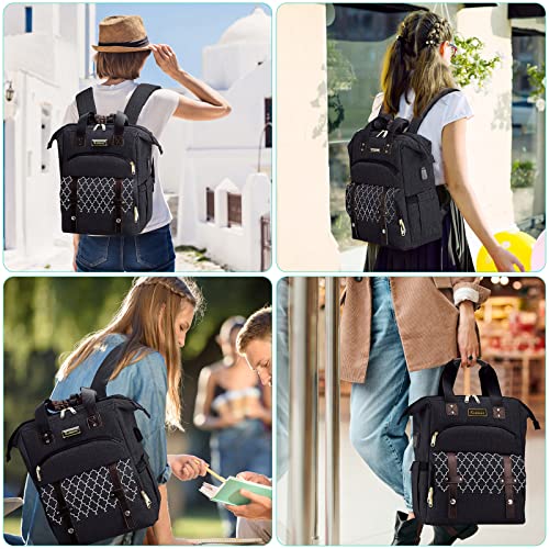 Backpack for Women, School Backpacks for Girls, Large Wide Open Backpack - color: Black