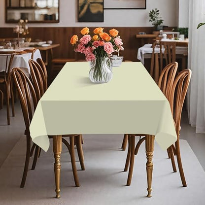 54IN X 320FT Plastic Table Cover Roll with Cutter Box, Cut to Size Plastic Table Cloths for Parties, Birthday, (Beige, 54"x3840"(Rectangular)) - color: Beige, size: 3840" x 54" (Rectangular)
