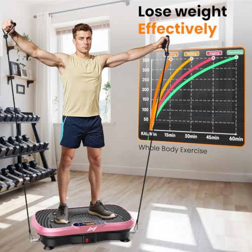 AXV Vibration Plate Exercise Machine Fitness Platform Body Vibrating Board - color: BT.PRO.PINK
