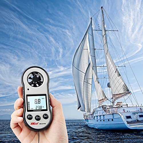 Digital Wind Speed & Temperature Anemometer, handheld Wind Gauge for Shooting, Windsurfing, Hunting - Gray - color: Gray