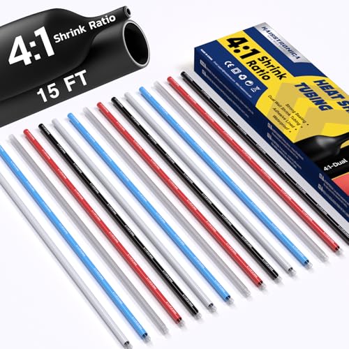 haisstronica 15Ft 4:1 Heat Shrink Tubing Kit 1/8" 5 Colors - size: 1/8"