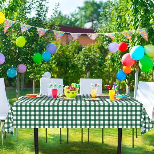 3Pcs Dark Green Gingham Tablecloths, Checkered Party Table Covers 54x108 In - color: Dark Green