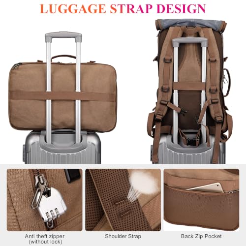 WITZMAN Travel Backpack for Men 45L Large Carry-on Airline Approved - color: Brown