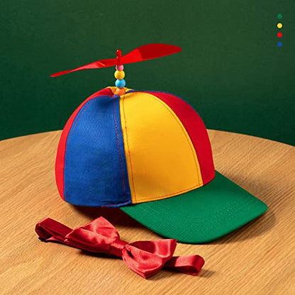 Sintege Propeller Hat Nerd Silly Twirly Cap Helicopter Cap with Spinner and Adjustable Bowtie for Costumes - color: Red