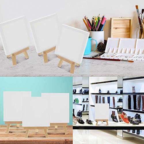 U.S. Art Supply 8" High Small Natural Wooden Easel A-Frame Canvas, 6-Pack