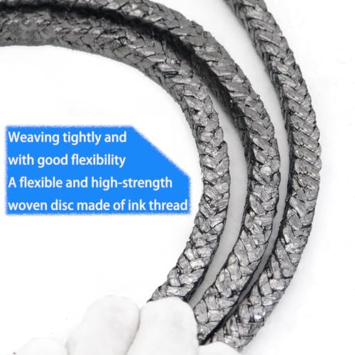 Flexible Graphite Braided Compression Packing ，for Pump Valve or Mechanical Seal 1/2" x1/2",10 feet - size: 1/2" ,10 feet
