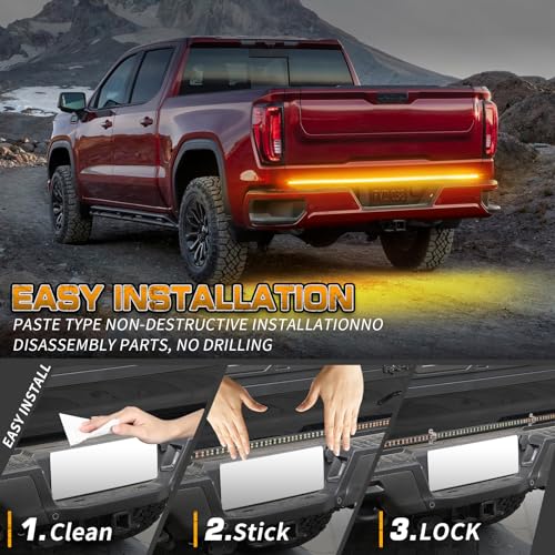 XRIDONSEN 60 inch Tailgate Emergency Lights Strip Amber Strobe Lights - color: Amber/Yellow