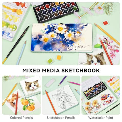 Lightwish Square Watercolor Journal,100% Cotton 24 Sheets Cold Press - color: Deep Green