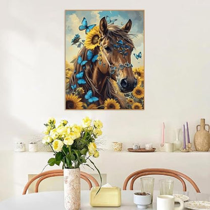 askkqtx Horse Paint by Numbers Kit for Adults Unframed 16x20 Inch - color: Flowers- MT22409