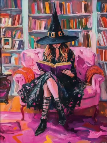 Halloween Witch Book Paint by Numbers Kit for Adults Beginners 12x16In - color: PB516-1