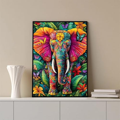 Elephant Diamond Art Kits for Adults, Flowers 5D Diamond Painting Kits - color: CM088